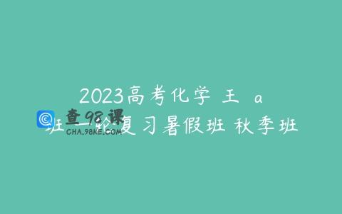 2023高考化学 王嫤 a班 一轮复习暑假班 秋季班