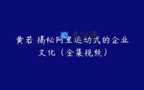 黄若 揭秘阿里运动式的企业文化（全集视频）