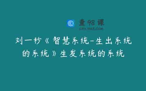 刘一秒《智慧系统-生出系统的系统》生发系统的系统