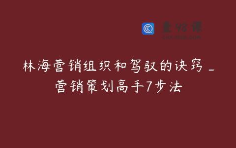 林海营销组织和驾驭的诀窍_营销策划高手7步法