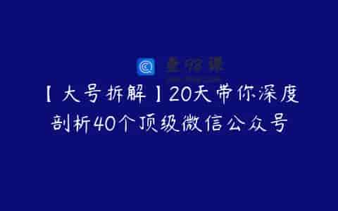 【大号拆解】20天带你深度剖析40个顶级微信公众号