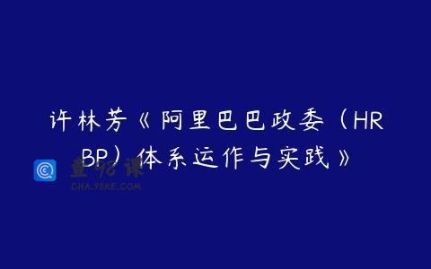 许林芳《阿里巴巴政委（HRBP）体系运作与实践》