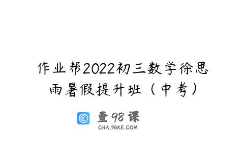 作业帮2022初三数学徐思雨暑假提升班（中考）