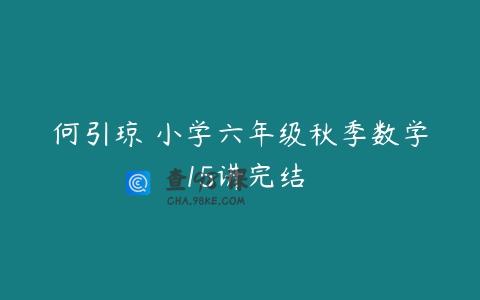 何引琼 小学六年级秋季数学 15讲完结