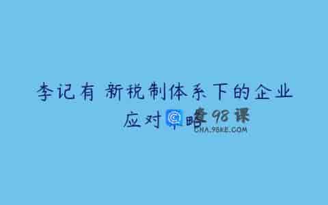 李记有 新税制体系下的企业应对策略