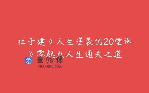 杜子建《人生逆袭的20堂课》零起点人生通关之道