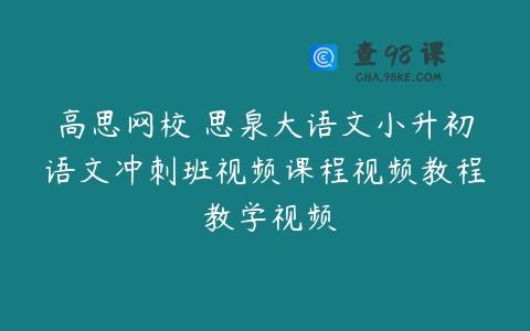 高思网校 思泉大语文小升初语文冲刺班视频课程视频教程 教学视频
