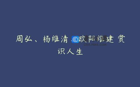 周弘、杨维清、欧阳维建 赏识人生