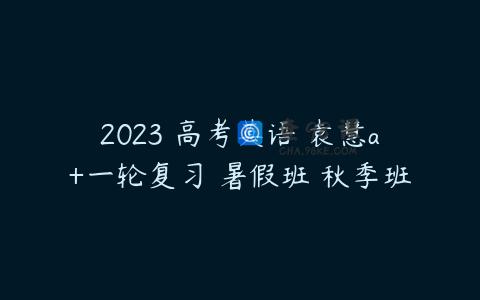2023 高考英语 袁慧a+一轮复习 暑假班 秋季班