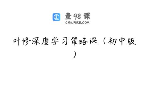 叶修深度学习策略课（初中版）