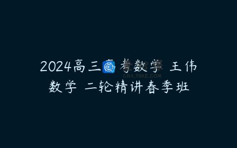 2024高三高考数学 王伟数学 二轮精讲春季班