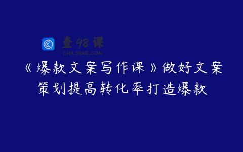 《爆款文案写作课》做好文案策划提高转化率打造爆款