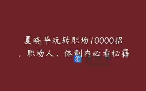夏晓华玩转职场10000招，职场人、体制内必看秘籍