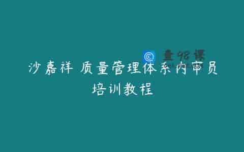 沙嘉祥 质量管理体系内审员培训教程