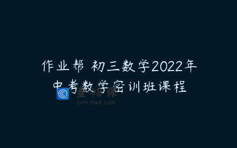 作业帮 初三数学2022年中考数学密训班课程