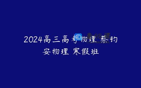 2024高三高考物理 蔡钧安物理 寒假班