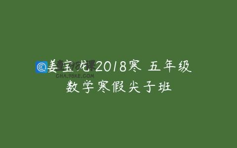 姜宝龙 2018寒 五年级数学寒假尖子班