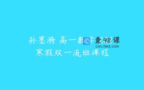 孙墨漪 高一数学 2021寒假双一流班课程