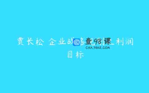 贾长松 企业战略规划之利润目标