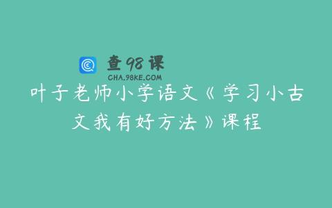 叶子老师小学语文《学习小古文我有好方法》课程