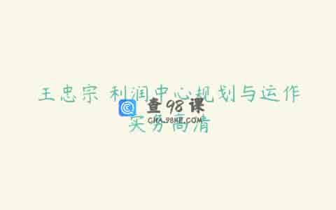 王忠宗 利润中心规划与运作实务高清