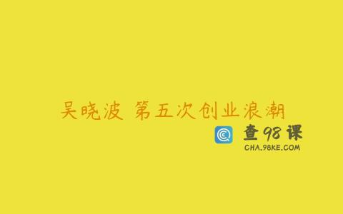 吴晓波 第五次创业浪潮