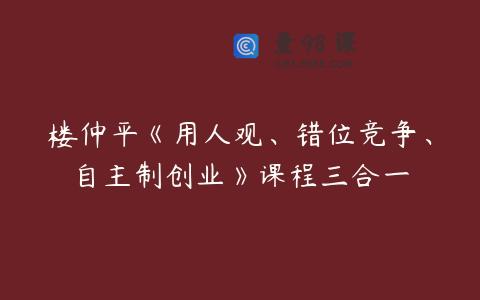 楼仲平《用人观、错位竞争、自主制创业》课程三合一
