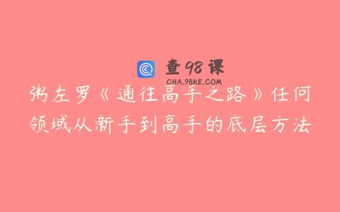 粥左罗《通往高手之路》任何领域从新手到高手的底层方法