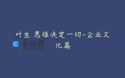 叶生 思维决定一切-企业文化篇