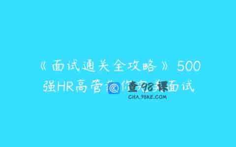 《面试通关全攻略》 500强HR高管教你完美面试