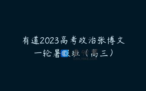 有道2023高考政治张博文一轮暑假班（高三）