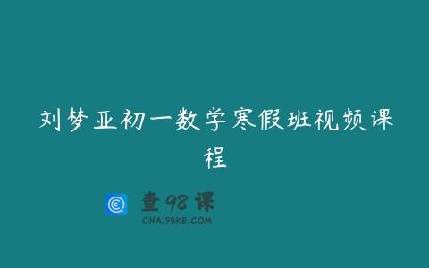 刘梦亚初一数学寒假班视频课程