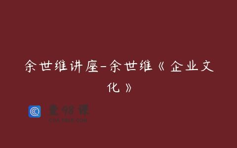 余世维讲座-余世维《企业文化》