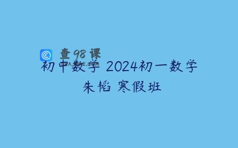 初中数学 2024初一数学 朱韬 寒假班