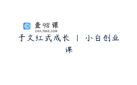 于文红式成长 | 小白创业课