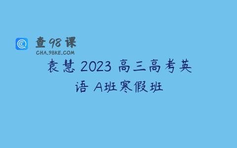 袁慧 2023 高三高考英语 A班寒假班