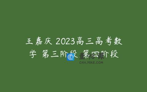 王嘉庆 2023高三高考数学 第三阶段 第四阶段