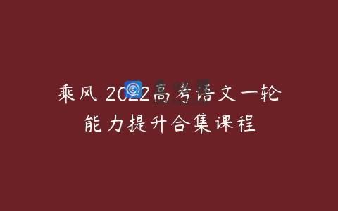 乘风 2022高考语文一轮能力提升合集课程
