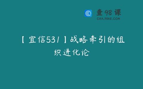【宜信531】战略牵引的组织进化论