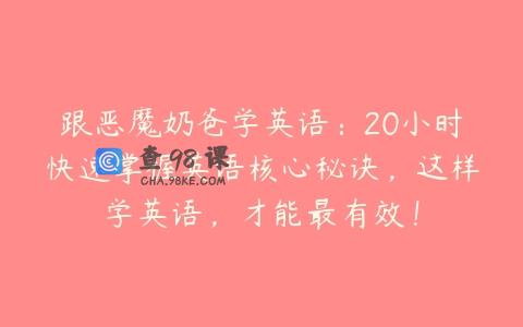 跟恶魔奶爸学英语：20小时快速掌握英语核心秘诀，这样学英语，才能最有效！