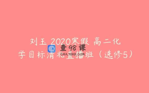 刘玉 2020寒假 高二化学目标清北直播班（选修5）