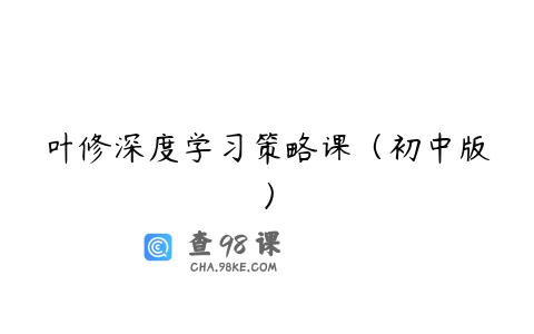 叶修深度学习策略课（初中版）