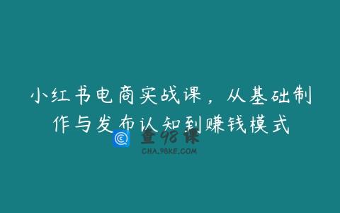 小红书电商实战课，从基础制作与发布认知到赚钱模式