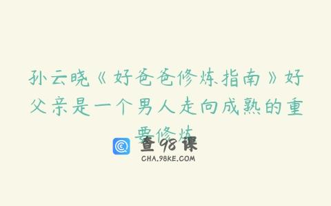 孙云晓《好爸爸修炼指南》好父亲是一个男人走向成熟的重要修炼