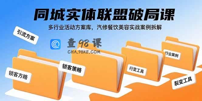 同城实体联盟破局课，多行业活动方案库，汽修餐饮美容实战案例拆解