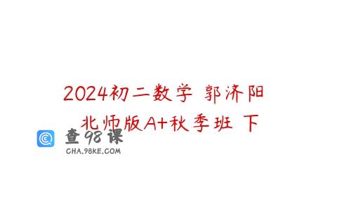 2024初二数学 郭济阳 北师版A+秋季班 下