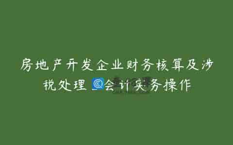 房地产开发企业财务核算及涉税处理_会计实务操作