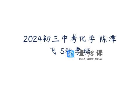 2024初三中考化学 陈潭飞 S秋季班