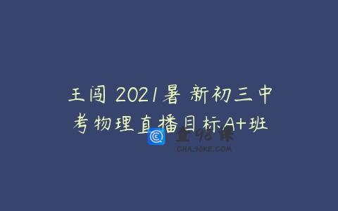 王闯 2021暑 新初三中考物理直播目标A+班
