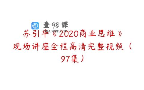 苏引华《2020商业思维》现场讲座全程高清完整视频（97集）